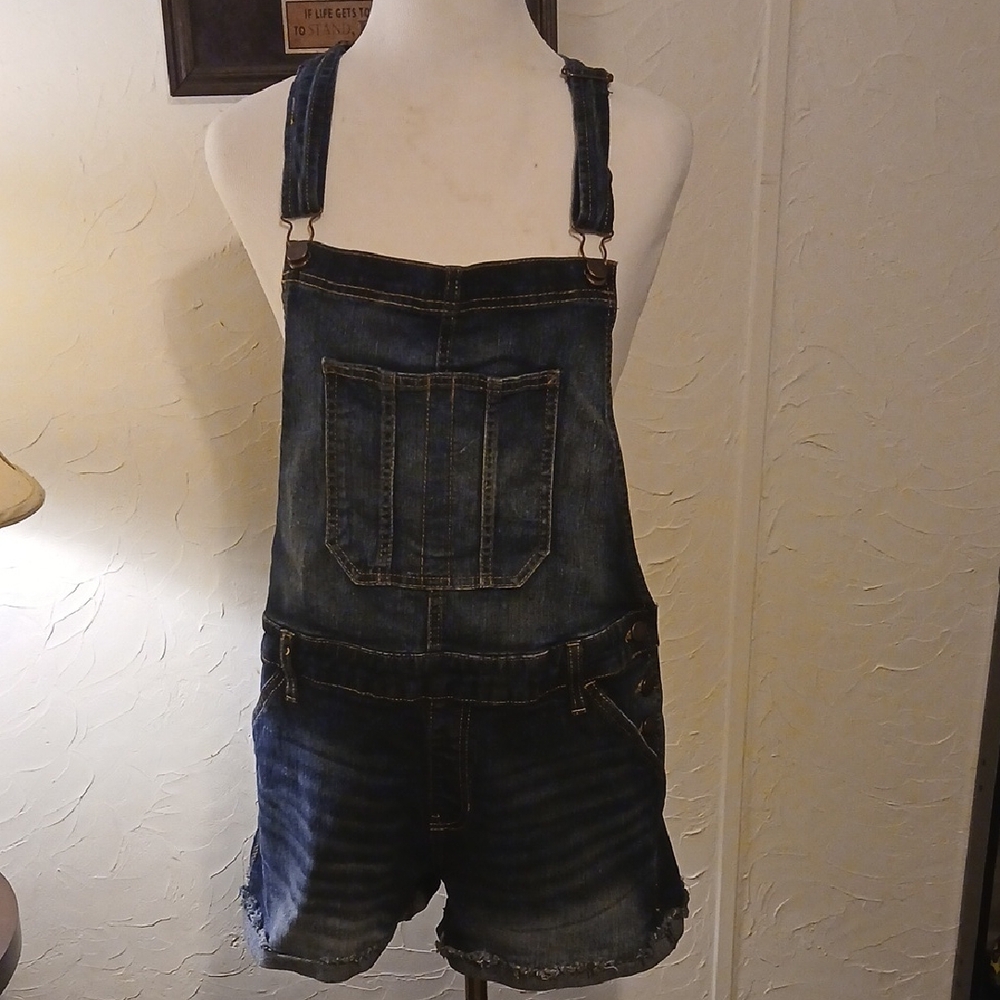 No Boundaries Denim Blue Short Overalls
